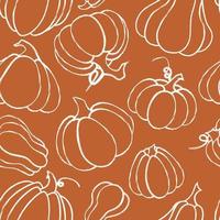 Autumn pumpkin pattern in doodle style. Suitable for decorating autumn holidays, Halloween, various food items and fun prints. vector