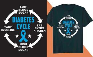 diseño de camiseta de insulina de conciencia diabética del ciclo de diabetes vector