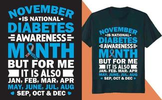 November Diabetes Awareness Month Diabetic Insulin T Shirt Design vector