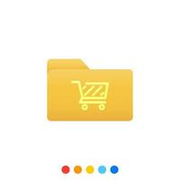 Flat folder design element with shopping cart symbol, Folder icon, Vector and Illustration.