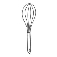 Whisk in hand drawn style isolated on white background for poster, label or bakery shop menu, baking stuff vector