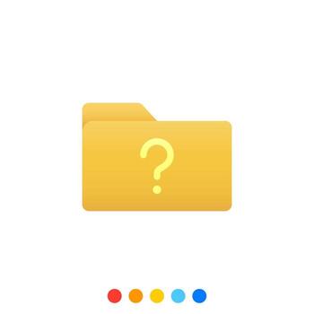 elemento de diseño de carpeta plana con el símbolo de interrogación, icono de carpeta, vector e ilustración.