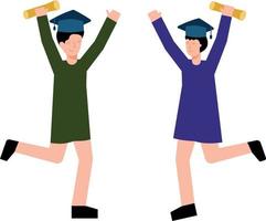 Boy and girl have completed their graduation. vector