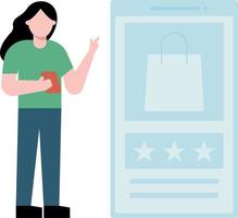 Girl rates online shopping. vector