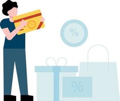 The girl is shopping at a discount. vector