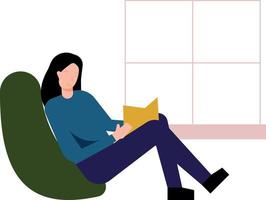 The girl is reading a book. vector