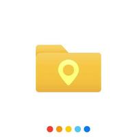 Flat folder design element with Location point symbol, Folder icon, Vector and Illustration.