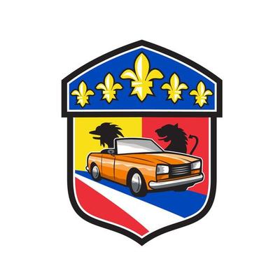 Vintage Cabriolet Fleur-de-Lis Crest Retro