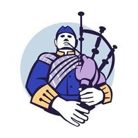 Scotsman Bagpiper Player Circle Retro vector