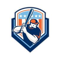 American Baseball Batter Hitter Shield Retro vector