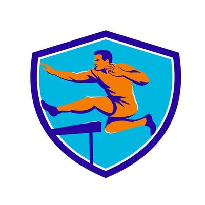 Track And Field Athlete Jumping Hurdle