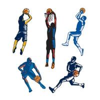 Basketball Woodcut Collection vector