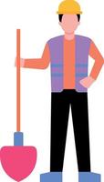 A boy is standing with a spade. vector