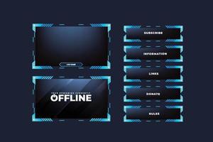 Futuristic live streaming overlay vector with frosty blue color. Live gaming screen panel and broadcast frame design with abstract shapes. Streaming panel overlay template design for gamers.