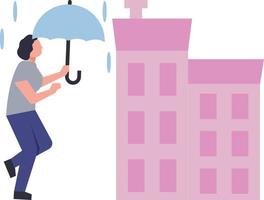 The girl is walking in the rain with an umbrella. vector