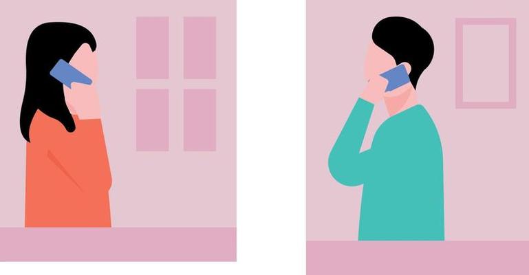 A boy and a girl are talking on the phone.