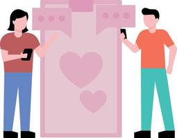 Couple chatting on mobile. vector