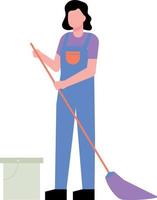 A sweeper is sweeping the floor. vector