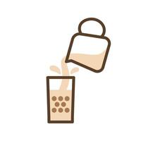 Pouring pearl milk tea from a jug into a glass, Vector, Icon, Illustration. vector