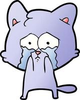 cartoon crying cat vector