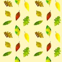 Seamless pattern Botanical illustration Autumn leaves on a light yellow background vector