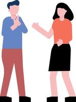 A boy and a girl are talking to each other. vector