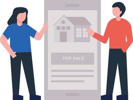 Boy and girl looking for homes for sale online. vector