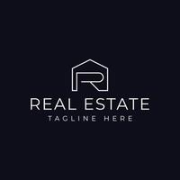 diseño del logotipo de la casa de la letra r vector