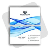 Blue modern business card design with wavy shape vector