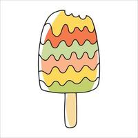 Vector illustration of ice cream in the style of a doodle.Hand-drawn sweet ice cream. Isolated on a white background