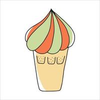 Vector illustration of ice cream in the style of a doodle.Hand-drawn sweet ice cream. Isolated on a white background