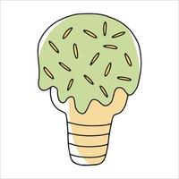 Vector illustration of ice cream in the style of a doodle.Hand-drawn sweet ice cream. Isolated on a white background