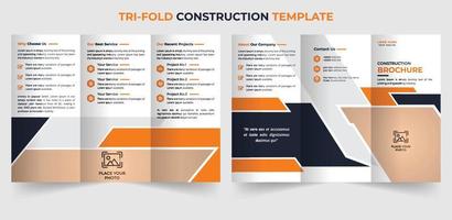 Modern trifold business construction brochure design template in A4 size vector