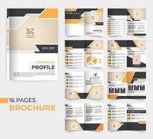 16 Pages company profile multipage brochure template design vector