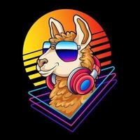 Llama head with retro style ile vector