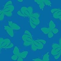 Seamless pattern with hand drawn butterflies silhouettes on blue background. vector