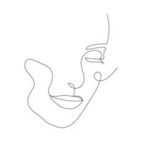 Continuous line drawing of portrait of a beautiful Woman's face. Minimalism art. vector