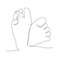 Continuous line drawing of little baby feet. Minimalism art. vector