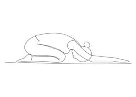 Continuous line drawing of woman doing exercise yoga. Minimalism art. vector