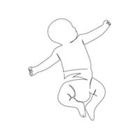 Continuous line drawing of a little baby is lying on the bad. Minimalism art. vector