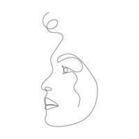 Continuous line drawing of portrait of a beautiful Woman's face. Minimalism art. vector