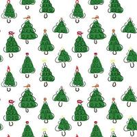 Christmas tree patterns for packaging, printing on textiles. New Year's theme is a Christmas tree in the mass. Seamless pattern on a transparent background for printed products. vector