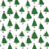 patrones de árboles de navidad para embalaje, impresión en textiles. el tema de año nuevo es un árbol de navidad en la masa. patrón transparente sobre un fondo transparente para productos impresos. vector