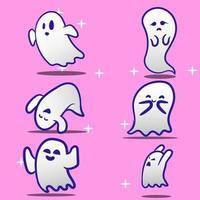 premium vector l set bundle vector chatacter fantasma lindo diseño plano. realeza libre. adecuado para pegatina