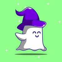 Premium vector l vector chatacter ghost cute has hat amazing flat design. free royalty. suitable for sticker