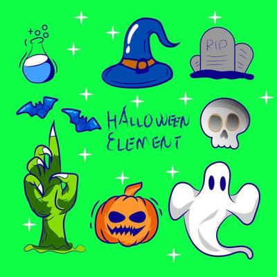 Premium vector l element halloween, vector halloween, set bundle ghost, cute ghost, flat design.