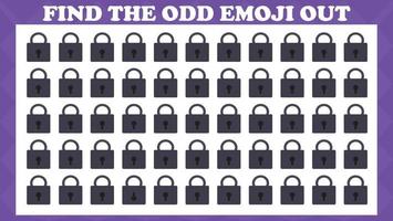 Find The Odd Emoji Out 19, Visual Logic Puzzle Game. Activity Game For Children. Vector Illustration.