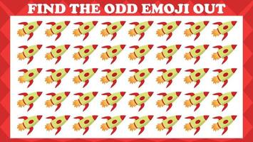 Find The Odd Emoji Out 9, Visual Logic Puzzle Game. Activity Game For Children. Vector Illustration.