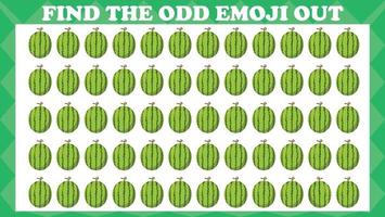 Find The Odd Emoji Out 5, Visual Logic Puzzle Game. Activity Game For Children. Vector Illustration.