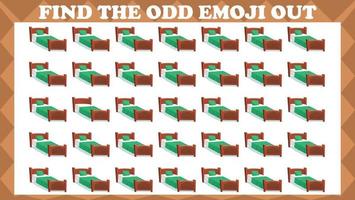 Find The Odd Emoji Out 3, Visual Logic Puzzle Game. Activity Game For Children. Vector Illustration.